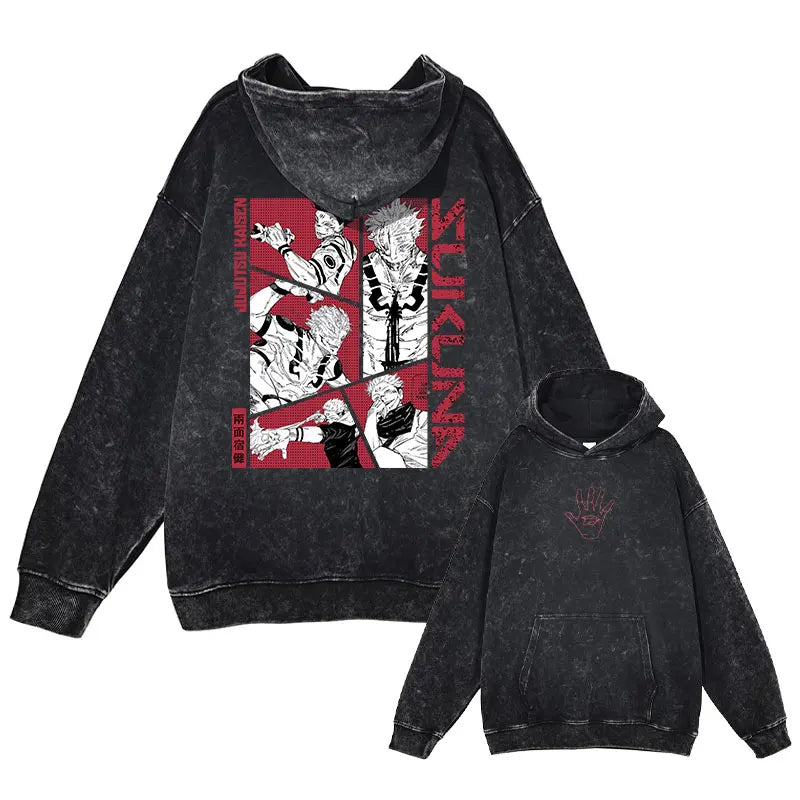 Gojo & Toji Vintage Washed Hoodie
