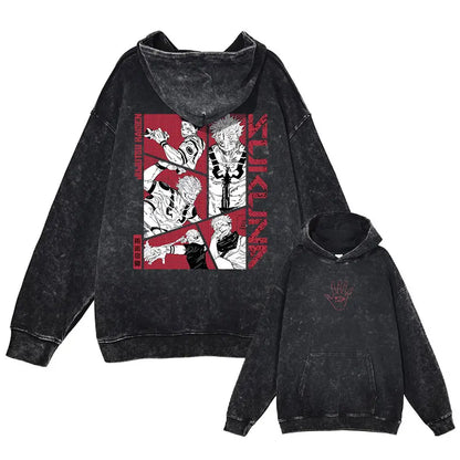 Gojo & Toji Vintage Washed Hoodie