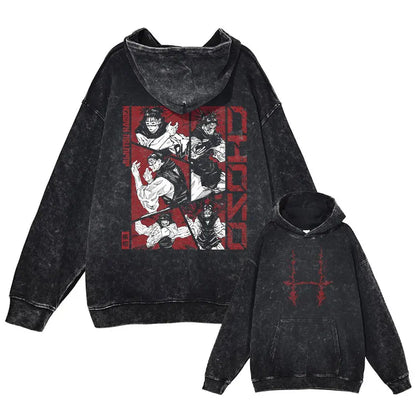 Gojo & Toji Vintage Washed Hoodie