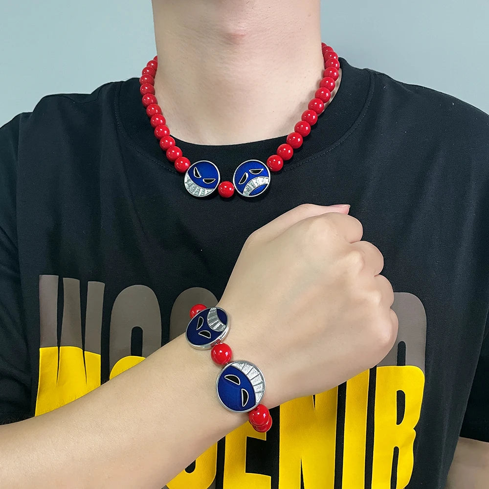 Ace’s Red Beads Bracelet x Necklace Set