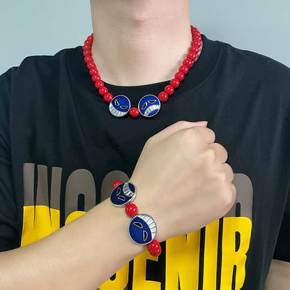 Ace’s Red Beads Bracelet x Necklace Set