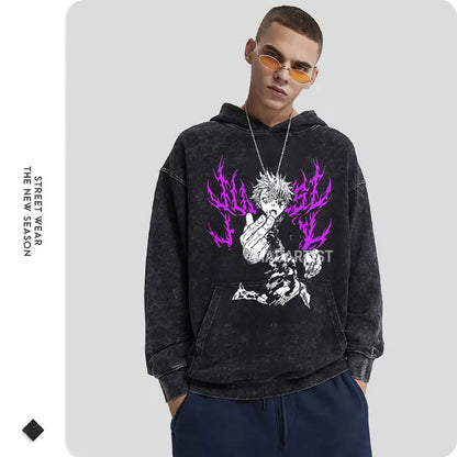 Gojo & Toji Vintage Washed Hoodie
